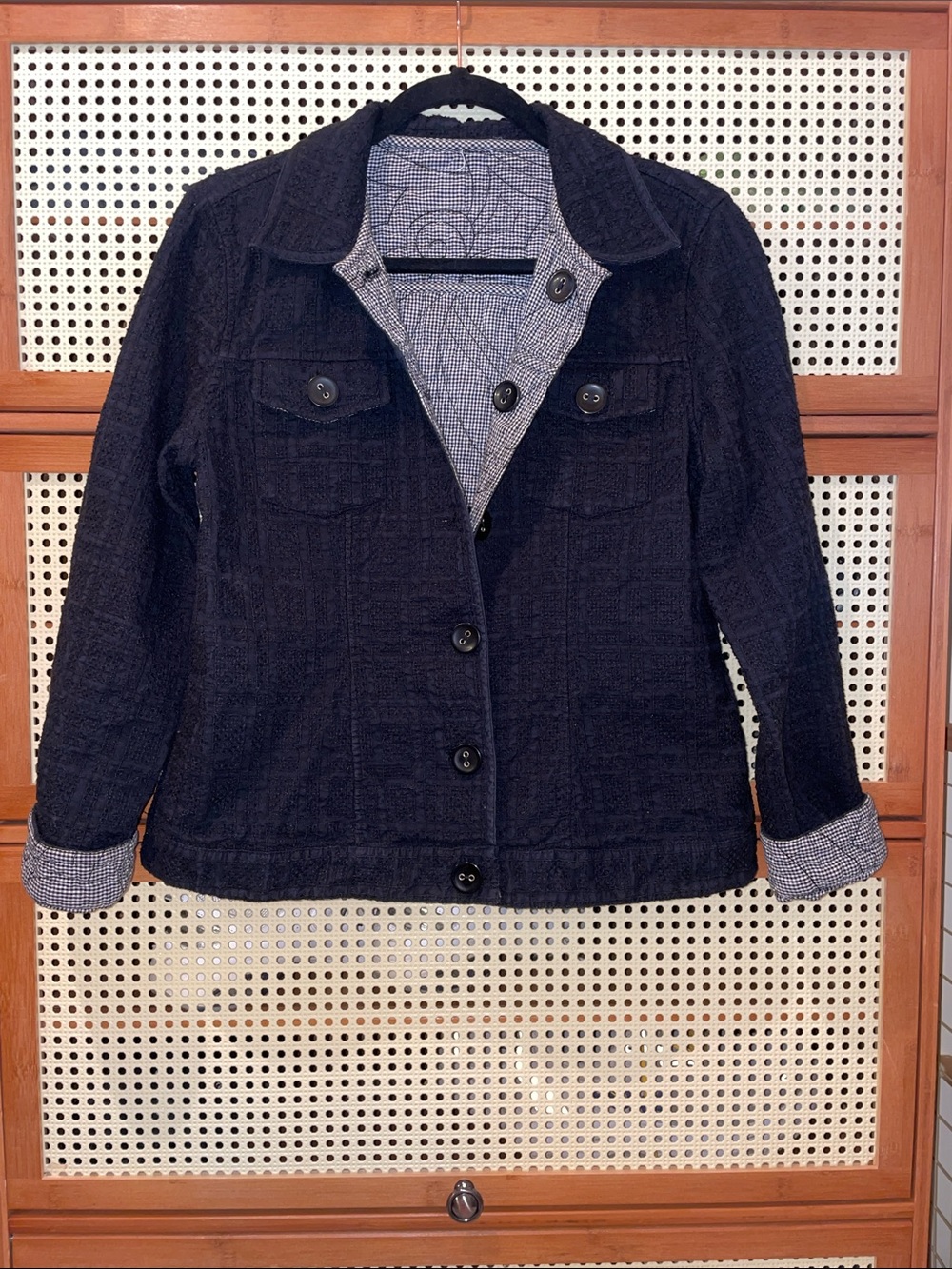 🛍️Nana’s Corner🥂 Chico’s Reversible Quilted Embroidered Women's Jacket Sz 1 M